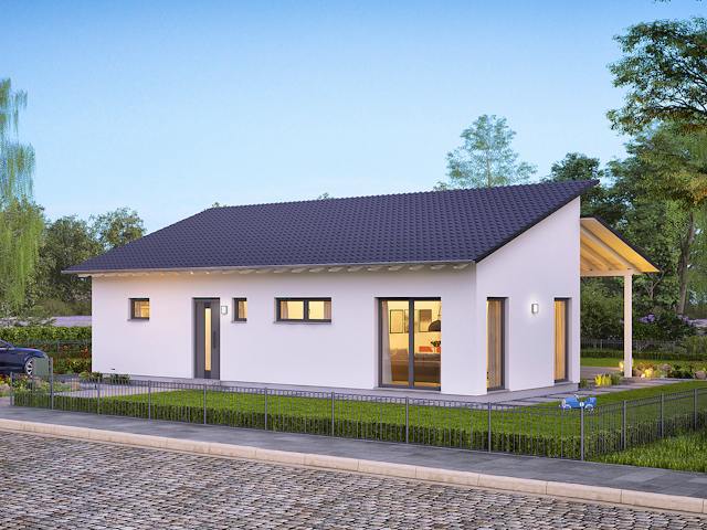 Fertighaus ComfortStyle 10.02 P von massa haus Ausbauhaus ab 144999€, Bungalow Außenansicht 1