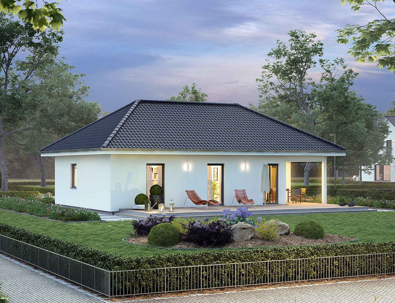 Fertighaus ComfortStyle 10.02 W von massa haus Ausbauhaus ab 139999€, Bungalow Außenansicht 2