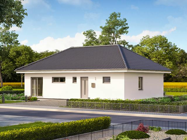 Fertighaus ComfortStyle 10.02 W von massa haus Ausbauhaus ab 139999€, Bungalow Außenansicht 3