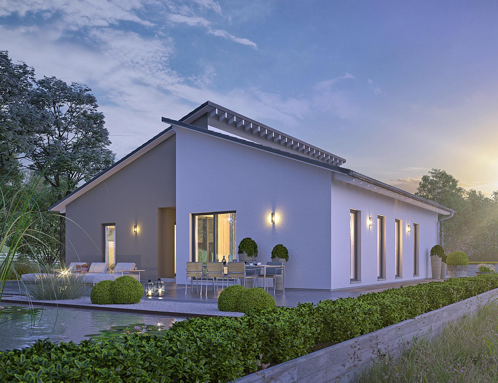 Fertighaus ComfortStyle 14.01 P von massa haus Ausbauhaus ab 180999€, Bungalow Außenansicht 2