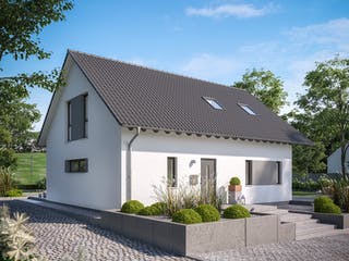 Fertighaus FamilyStyle 18.01 S von massa haus Ausbauhaus ab 160999€, Satteldach-Klassiker Außenansicht 1