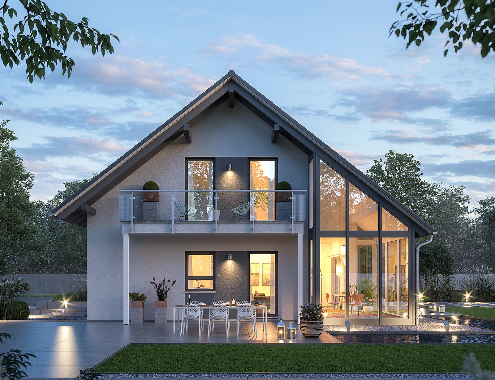 Fertighaus FamilyStyle 18.01 S von massa haus Ausbauhaus ab 160999€, Satteldach-Klassiker Außenansicht 2