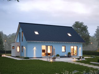 Fertighaus FamilyStyle 20.01 S von massa haus Ausbauhaus ab 174999€, Satteldach-Klassiker Außenansicht 2