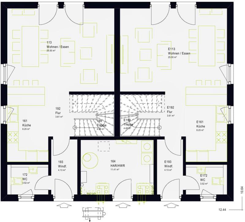 Fertighaus FamilyStyle 21.02 S von massa haus Ausbauhaus ab 188999€, Satteldach-Klassiker Grundriss 1