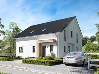 Fertighaus FamilyStyle 24.01 S von massa haus Ausbauhaus ab 208999€, Satteldach-Klassiker Außenansicht 1