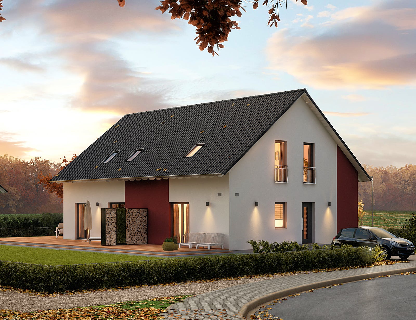 Fertighaus FamilyStyle 26.01 S von massa haus Ausbauhaus ab 200999€, Satteldach-Klassiker Außenansicht 1