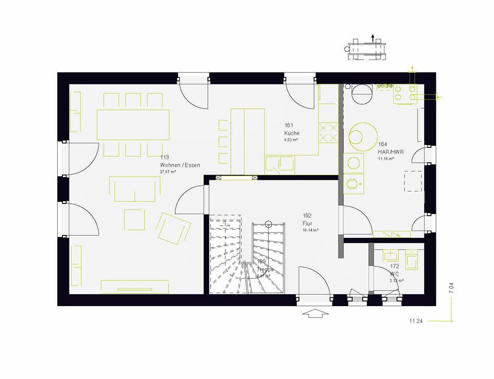 Fertighaus LifeStyle 12.01 S von massa haus Ausbauhaus ab 129999€, Satteldach-Klassiker Grundriss 1