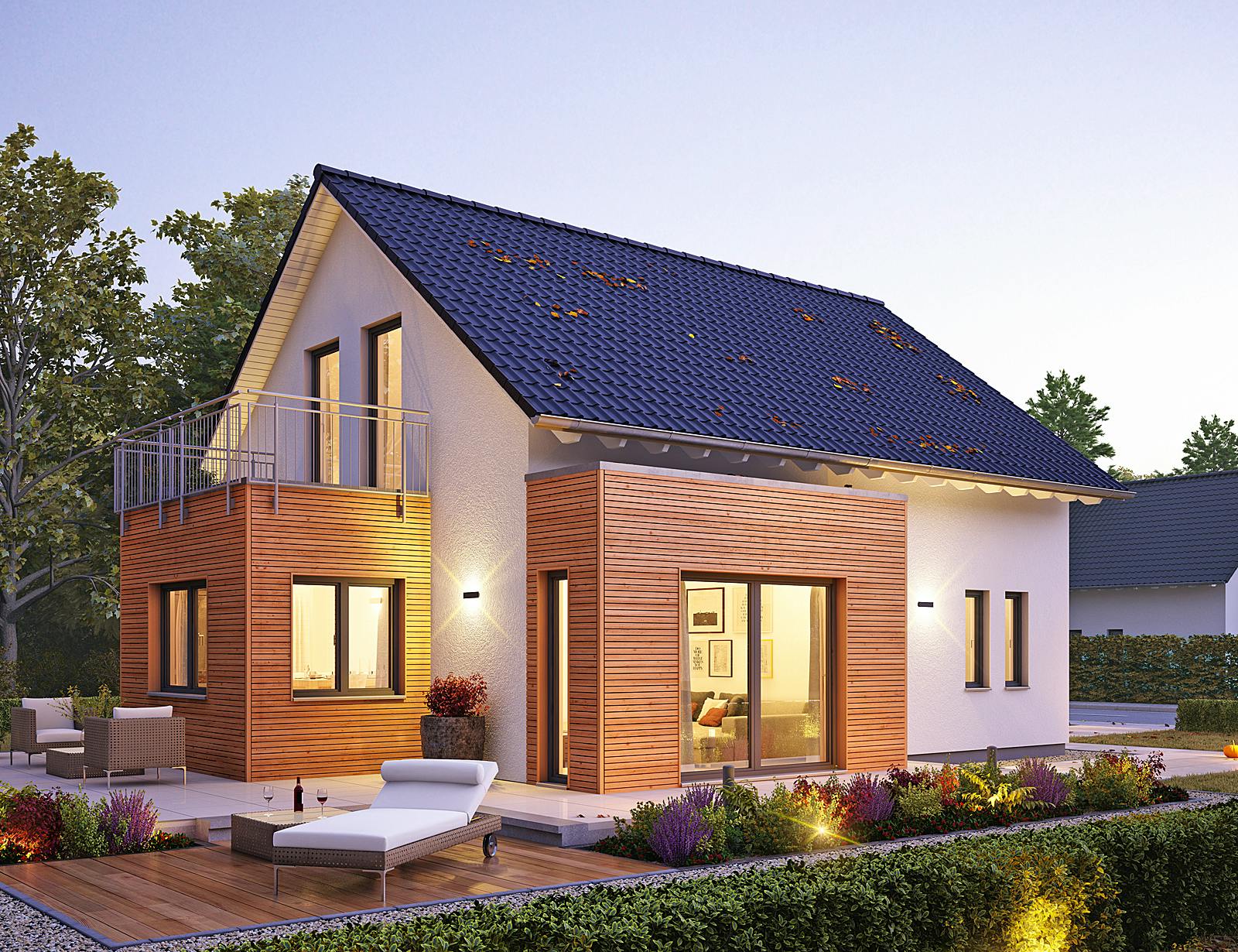 Fertighaus LifeStyle 13.01 S von massa haus Ausbauhaus ab 131999€, Satteldach-Klassiker Außenansicht 1