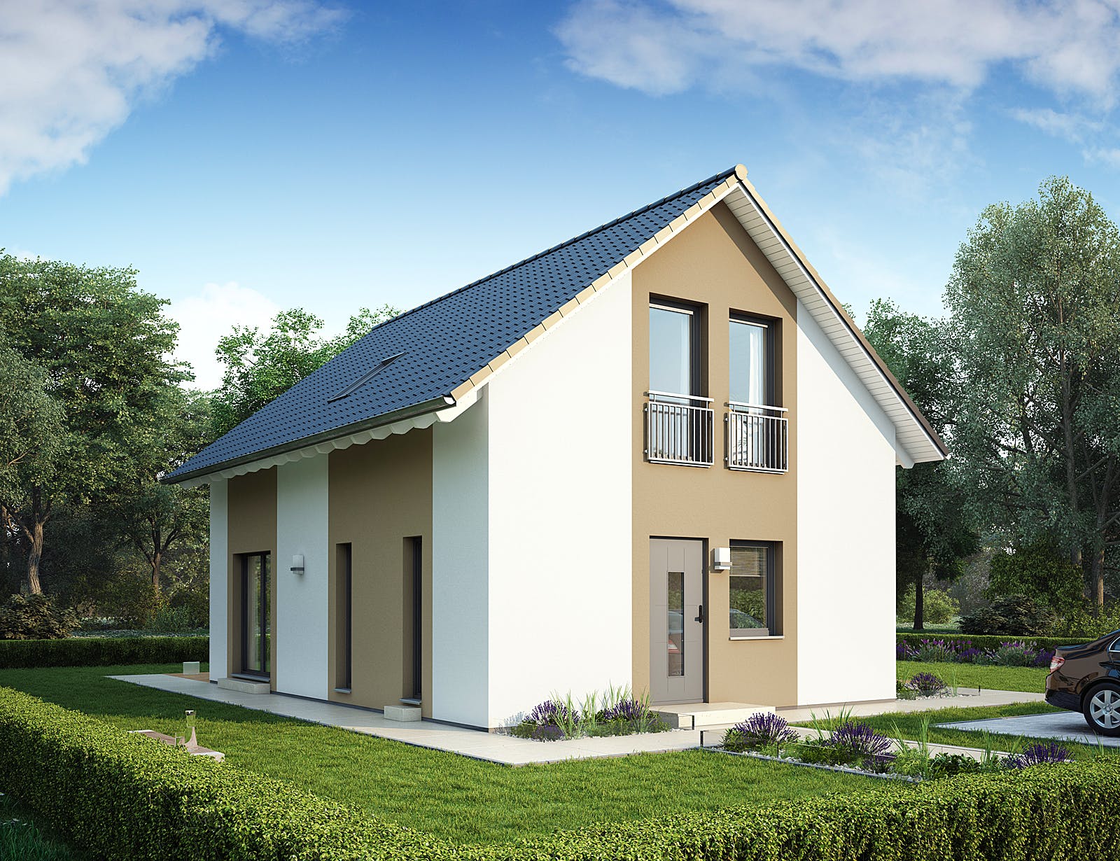 Fertighaus LifeStyle 13.07 S von massa haus Ausbauhaus ab 130999€, Satteldach-Klassiker Außenansicht 2