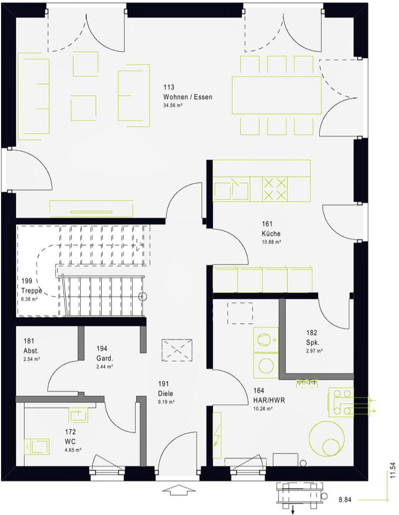 Fertighaus LifeStyle 13.09 W von massa haus Ausbauhaus ab 177999€, Stadtvilla Grundriss 1
