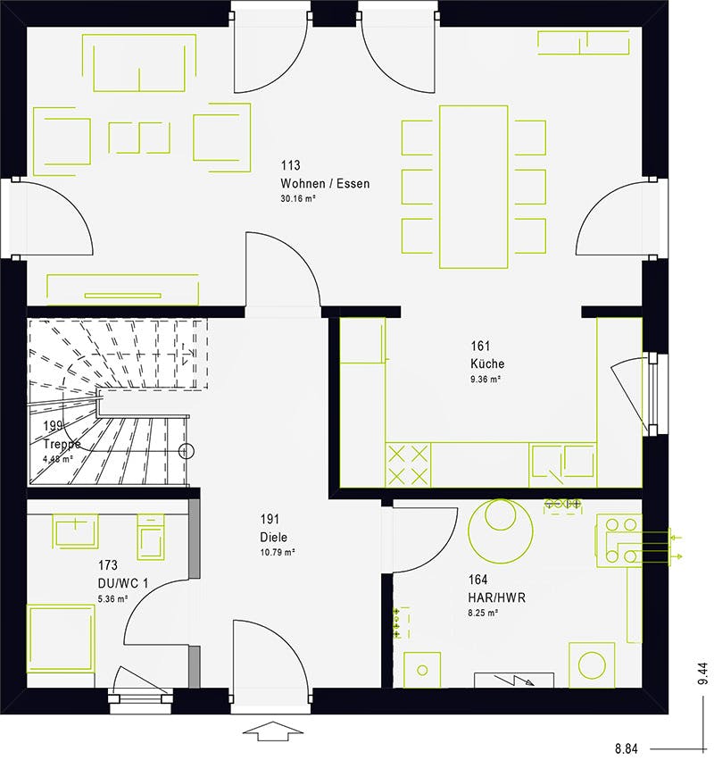 Fertighaus LifeStyle 13.10 F von massa haus Ausbauhaus ab 180999€, Cubushaus Grundriss 1