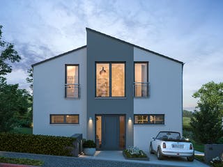 Fertighaus LifeStyle 13.11 P von massa haus Ausbauhaus ab 151999€, Pultdachhaus Außenansicht 1