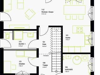 Fertighaus LifeStyle 13.11 P von massa haus Ausbauhaus ab 151999€, Pultdachhaus Grundriss 1
