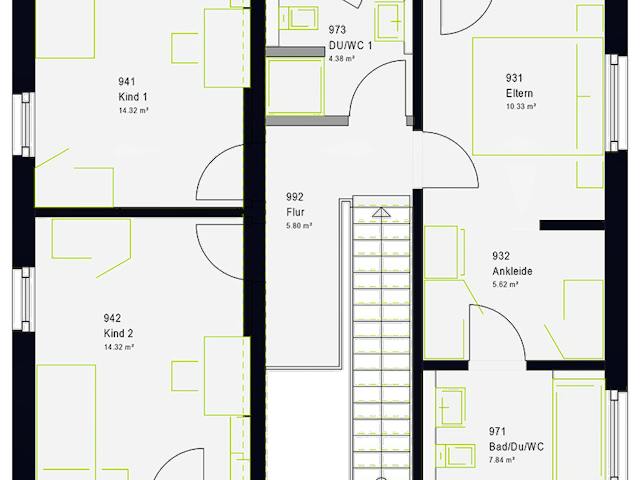 Fertighaus LifeStyle 13.11 P von massa haus Ausbauhaus ab 151999€, Pultdachhaus Grundriss 2