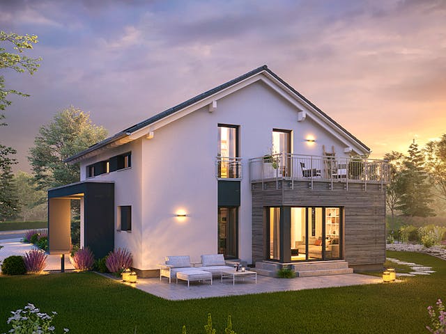 Fertighaus LifeStyle 14.01 S von massa haus Ausbauhaus ab 134999€, Satteldach-Klassiker Außenansicht 1