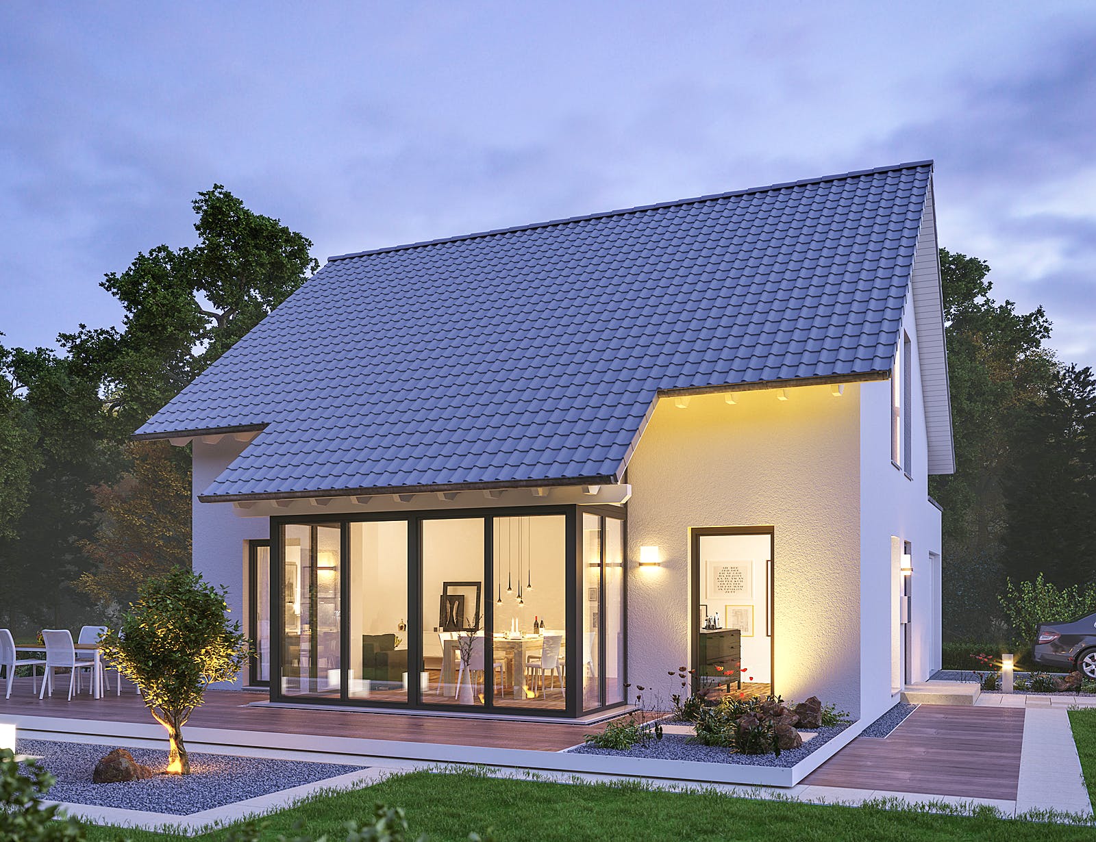 Fertighaus LifeStyle 14.04 S von massa haus Ausbauhaus ab 134999€, Satteldach-Klassiker Außenansicht 1