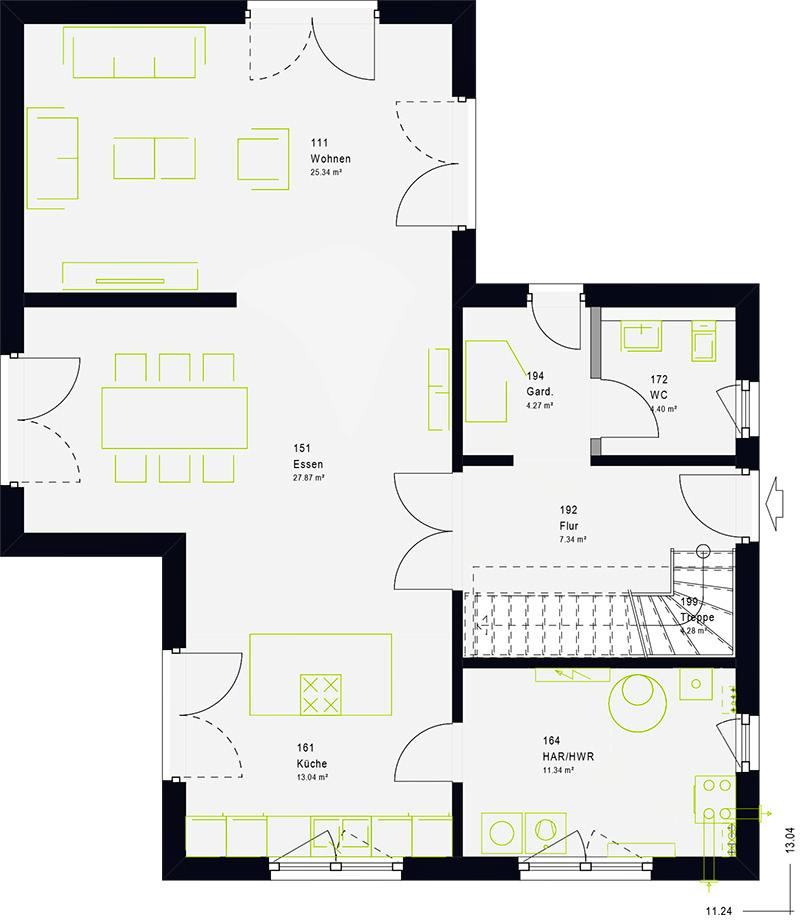 Fertighaus LifeStyle 15.02 W von massa haus Ausbauhaus ab 192999€, Stadtvilla Grundriss 1