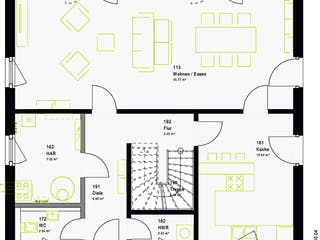 Fertighaus LifeStyle 16.02 S von massa haus Ausbauhaus ab 146999€, Satteldach-Klassiker Grundriss 1