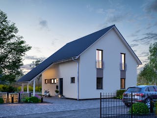 Fertighaus LifeStyle 16.03 S von massa haus Ausbauhaus ab 153999€, Satteldach-Klassiker Außenansicht 1