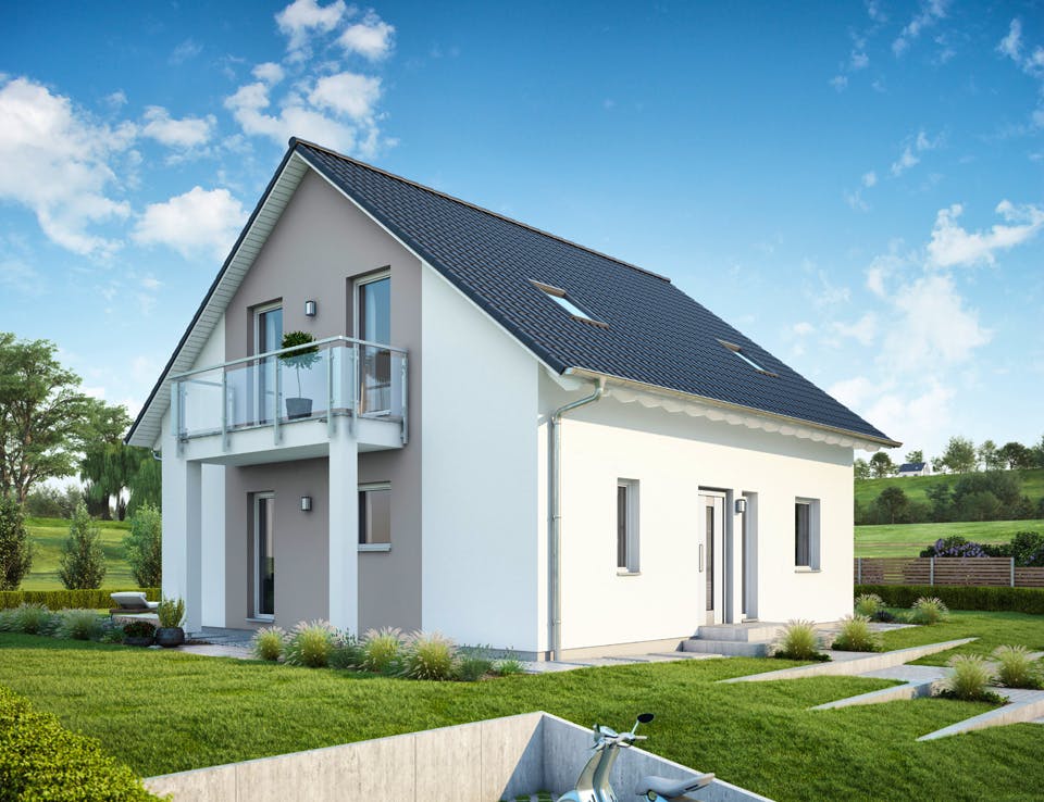 Fertighaus LifeStyle 16.03 S von massa haus Ausbauhaus ab 153999€, Satteldach-Klassiker Außenansicht 2