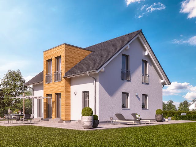 Fertighaus LifeStyle 16.04 S von massa haus Ausbauhaus ab 147999€, Satteldach-Klassiker Außenansicht 4