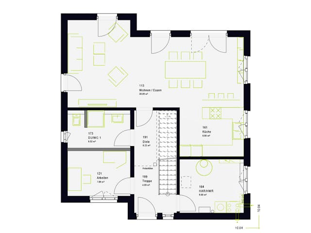 Fertighaus LifeStyle 16.05 P von massa haus Ausbauhaus ab 159999€, Pultdachhaus Grundriss 1