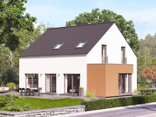 Fertighaus LifeStyle 18.06 S von massa haus Ausbauhaus ab 156999€, Satteldach-Klassiker Außenansicht 2