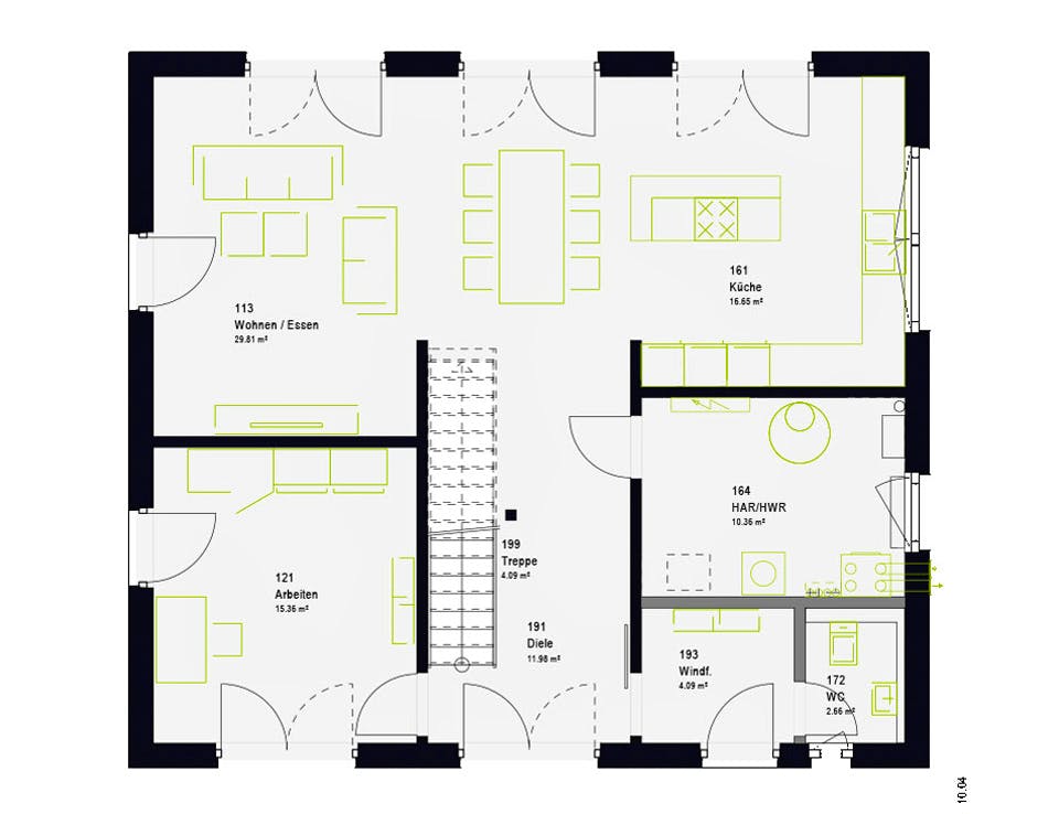 Fertighaus LifeStyle 18.06 S von massa haus Ausbauhaus ab 156999€, Satteldach-Klassiker Grundriss 1