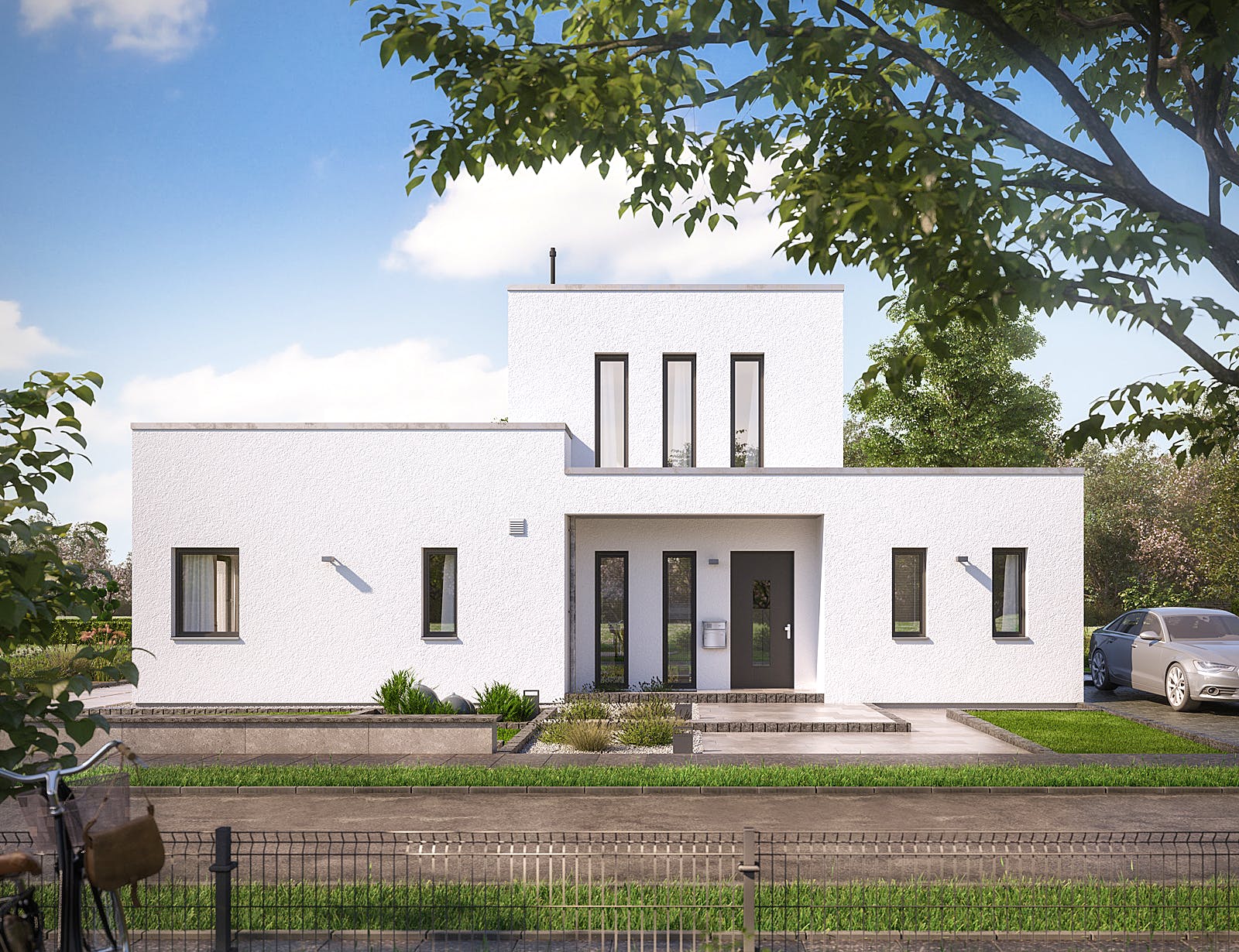Fertighaus LifeStyle 19.04 F von massa haus Ausbauhaus ab 254999€, Cubushaus Außenansicht 1