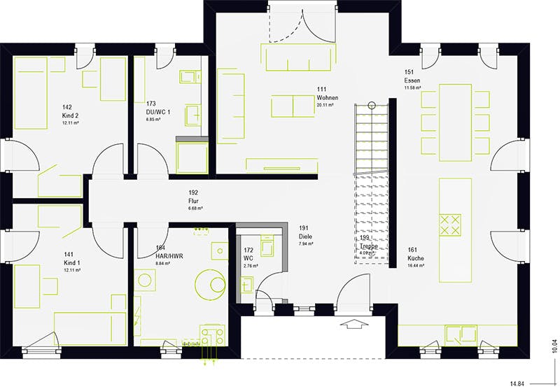 Fertighaus LifeStyle 19.04 F von massa haus Ausbauhaus ab 254999€, Cubushaus Grundriss 1