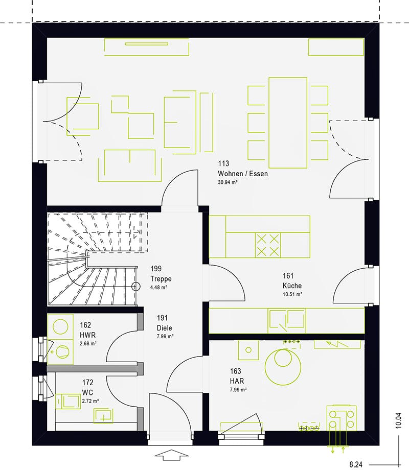 Fertighaus TwinStyle 13.01 W von massa haus Ausbauhaus ab 161999€, Stadtvilla Grundriss 1