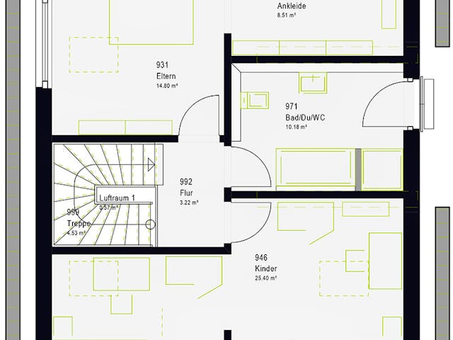 Fertighaus TwinStyle 13.01 W von massa haus Ausbauhaus ab 161999€, Stadtvilla Grundriss 2