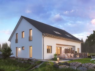 Fertighaus TwinStyle 15.01 S von massa haus Ausbauhaus ab 156999€, Satteldach-Klassiker Außenansicht 1
