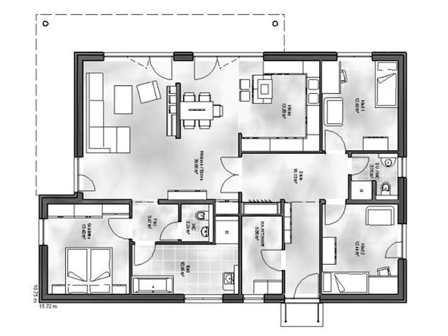 Massivhaus Bungalow 5 von Massive Wohnbau, Bungalow Grundriss 1