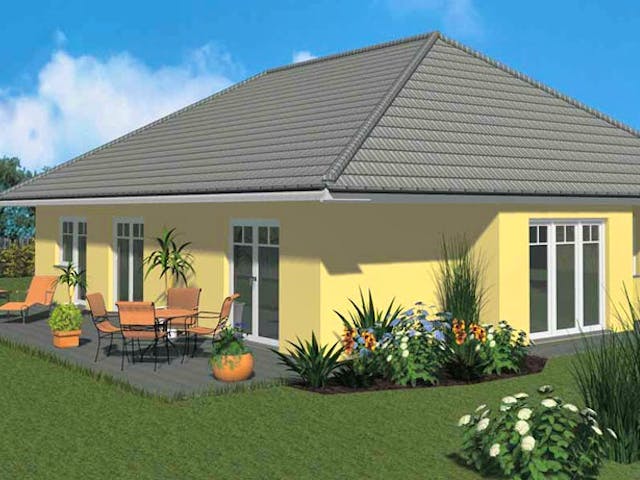 Massivhaus Mediterran 114 von Wagener Systemhausbau Schlüsselfertig ab 249000€, Bungalow Außenansicht 1