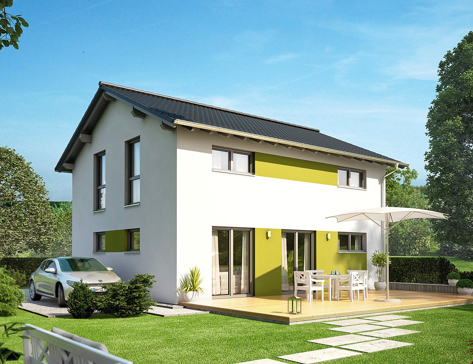 Fertighaus MEDLEY 3.0 110 A S215 von FingerHaus Schlüsselfertig ab 323967€, Satteldach-Klassiker Außenansicht 1