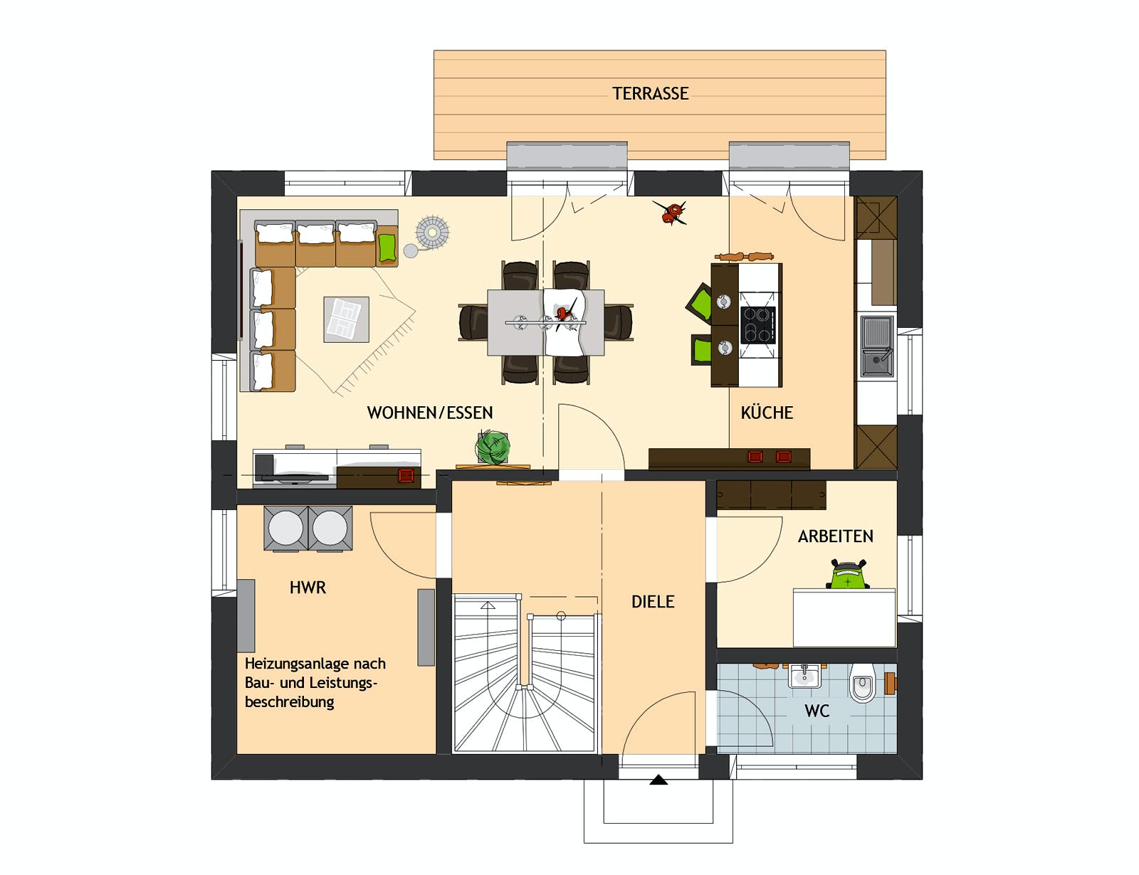 Fertighaus MEDLEY 3.0 110 A S215 von FingerHaus Schlüsselfertig ab 323967€, Satteldach-Klassiker Grundriss 1