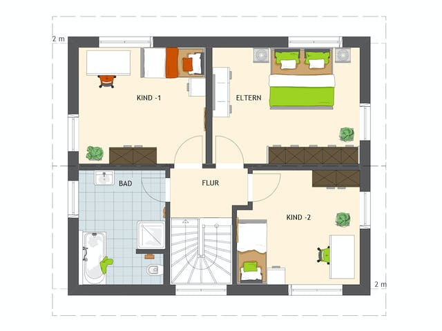 Fertighaus MEDLEY 3.0 110 A S215 von FingerHaus Schlüsselfertig ab 323967€, Satteldach-Klassiker Grundriss 2