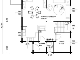 Blockhaus Mehlingen von Rems-Murr-Holzhaus Ausbauhaus ab 309476€, Satteldach-Klassiker Grundriss 1
