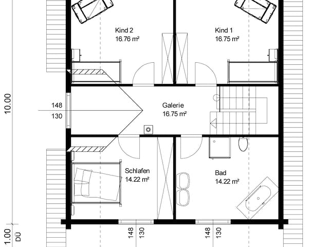 Blockhaus Mehlingen von Rems-Murr-Holzhaus Schlüsselfertig ab 509000€, Satteldach-Klassiker Grundriss 2