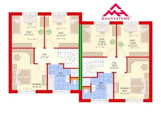 Massivhaus Dppelhaus mit zwei mal 113 m² von Mein Haus Bausysteme, Stadtvilla Grundriss 2