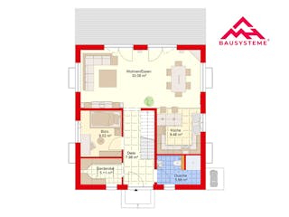 Massivhaus Trendhaus Junge Familie 135 und Keller mit LIAPLAN gebaut von Mein Haus Bausysteme, Grundriss 2