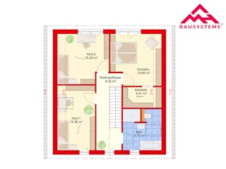 Massivhaus Trendhaus Junge Familie 135 und Keller mit LIAPLAN gebaut von Mein Haus Bausysteme, Grundriss 3