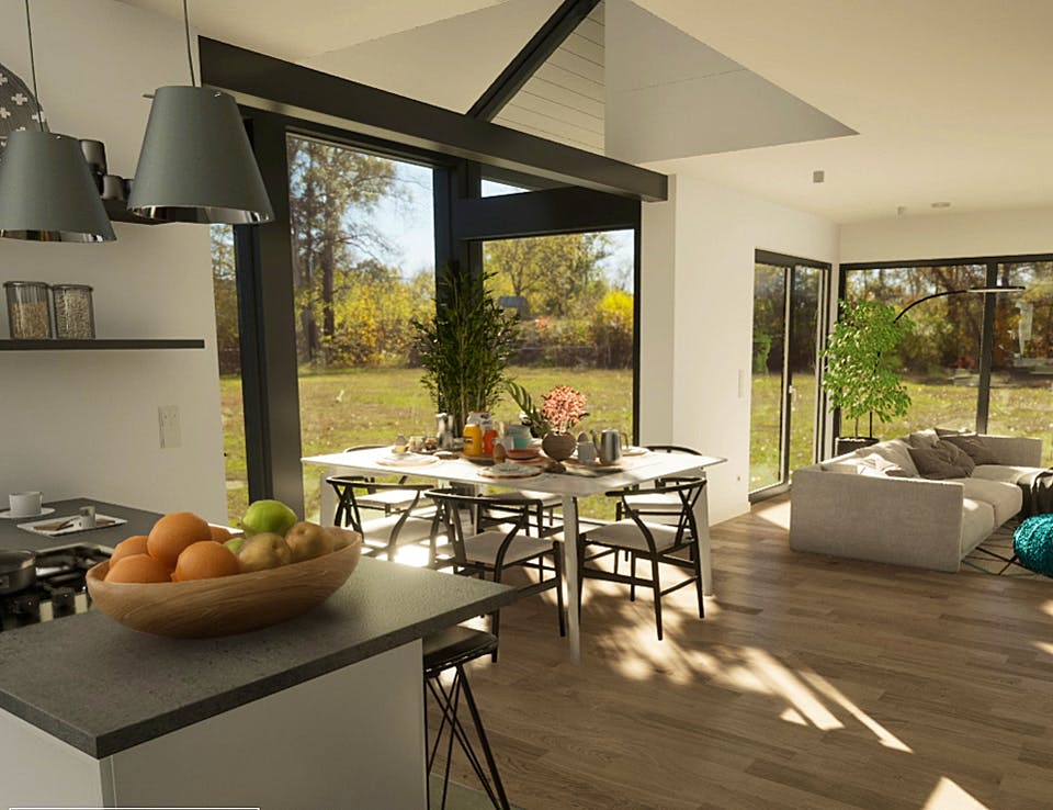 Fertighaus LINEAR mit Wintergarten von Meisterstück-HAUS, Satteldach-Klassiker Innenansicht 1