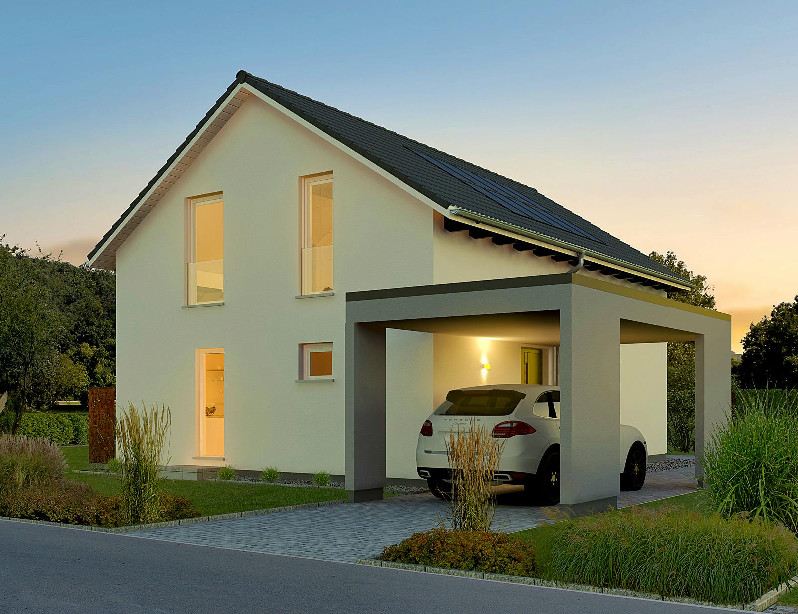 Fertighaus SweetHome2.0 von Meisterstück-HAUS, Satteldach-Klassiker Außenansicht 2