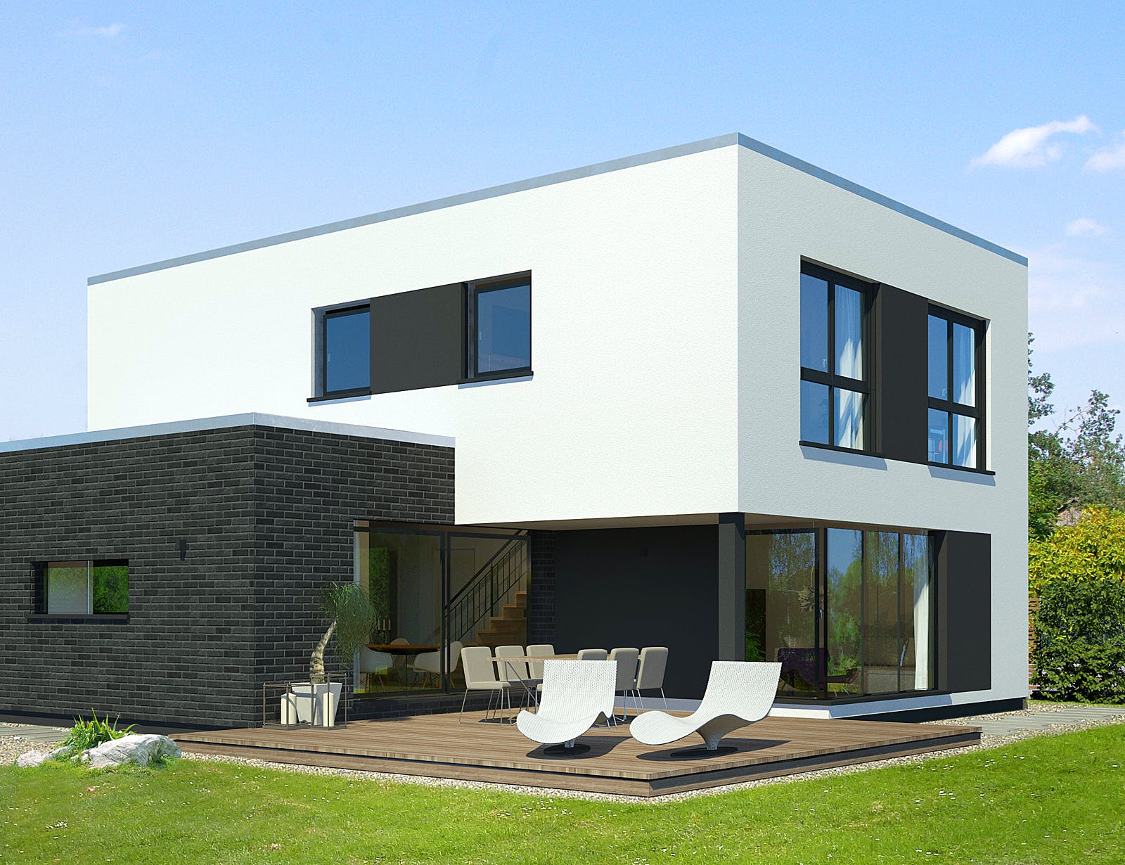 Fertighaus x-black2 - Das Bauhaus-Statement von Meisterstück-HAUS, Cubushaus Außenansicht 1