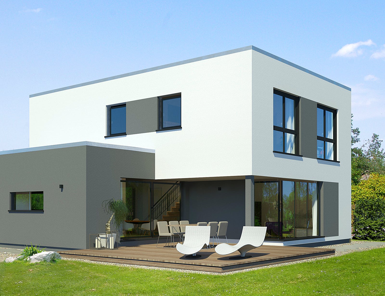 Fertighaus x-black2 - Das Bauhaus-Statement von Meisterstück-HAUS, Cubushaus Außenansicht 2