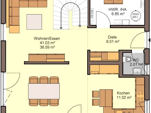 Fertighaus Mentano von Büdenbender Hausbau Schlüsselfertig ab 448250€, Satteldach-Klassiker Grundriss 1