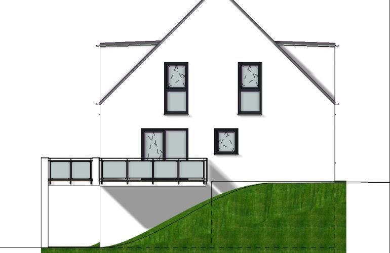 Massivhaus 3FH Version 372 von Grundsteinhaus Schlüsselfertig ab 451700€,  Außenansicht 2