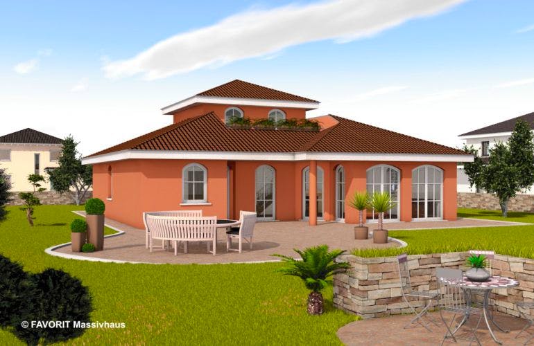 Massivhaus Ambiente 158 von FAVORIT Massivhaus (alt) Schlüsselfertig ab 434070€, Bungalow Außenansicht 1